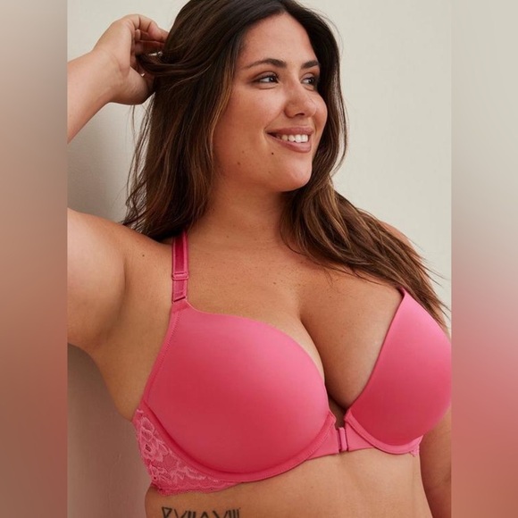 Torrid XO Pink Plunge Push-Up Front-Close Underwire Lace Bra Size 46DDD - Picture 3 of 16